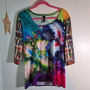 Amma design floral long crew neck tee